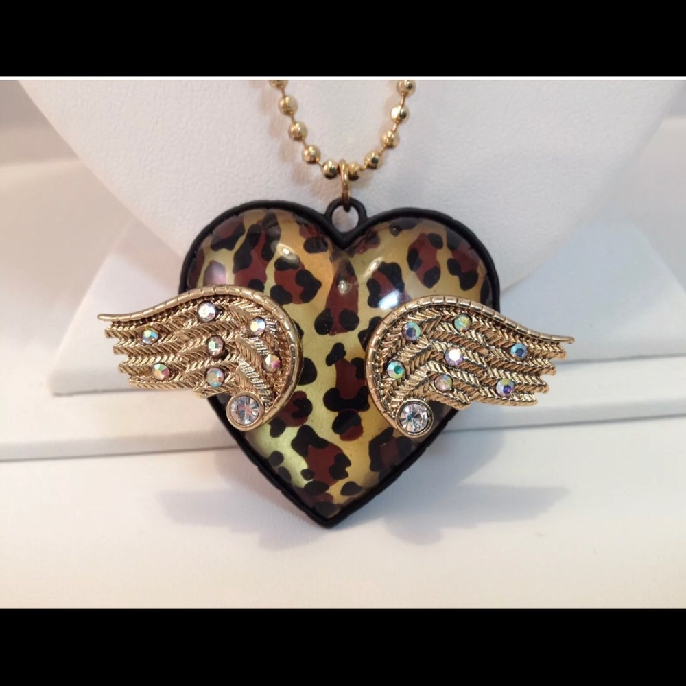 Betsy Johnson wing heart necklace